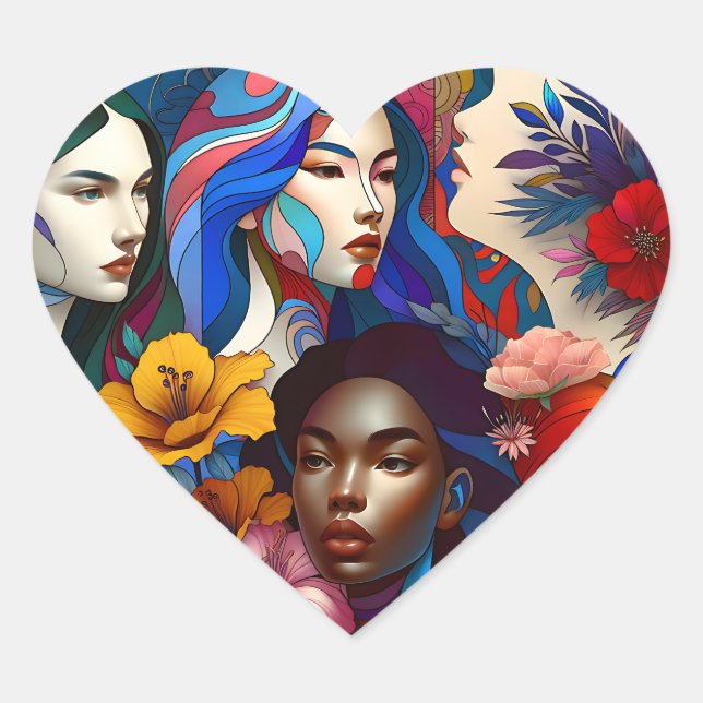 International Women's Day | Abstract Collage Heart Sticker (Front)