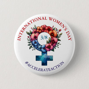 International Women's Day   Accelerate Action 2 Inch Round Button