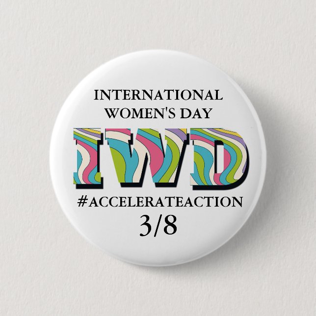 International Women's Day | Accelerate Action 2 Inch Round Button (Front)