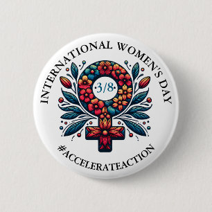 International Women's Day   Accelerate Action 2 Inch Round Button