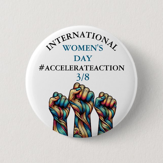 International Women's Day | Accelerate Action 2 Inch Round Button (Front)