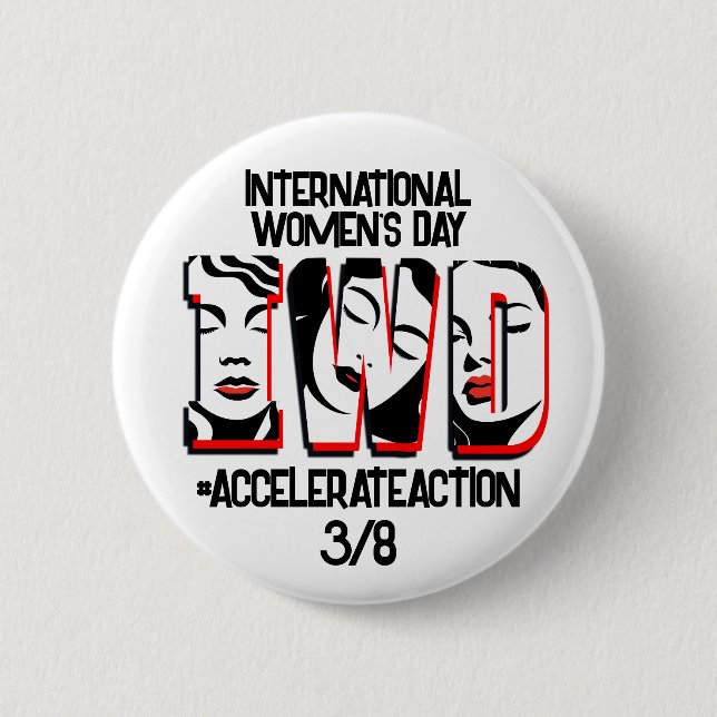 International Women's Day | Accelerate Action 2 Inch Round Button (Front)