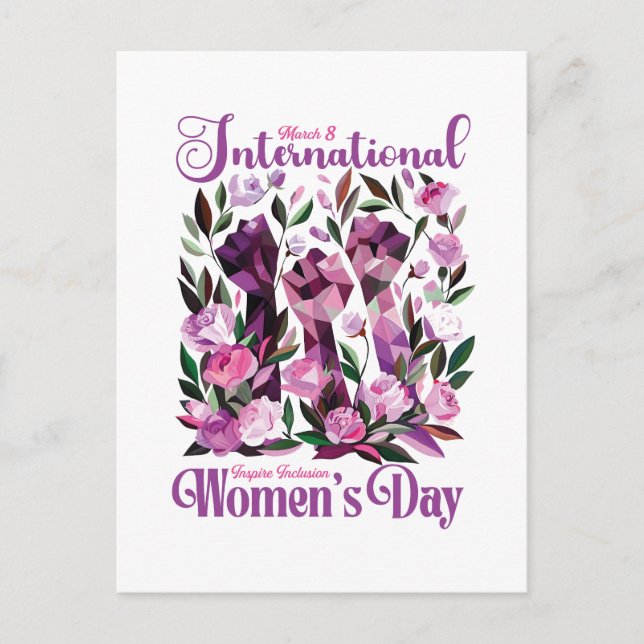 International Women's Day Floral Fists Postcard (Front)
