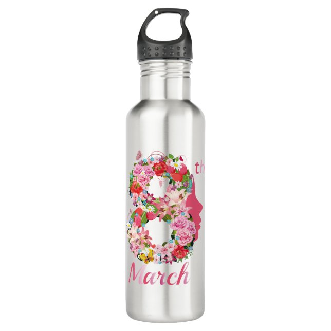 international women's day happy women's day 8 2024 710 ml water bottle (Front)