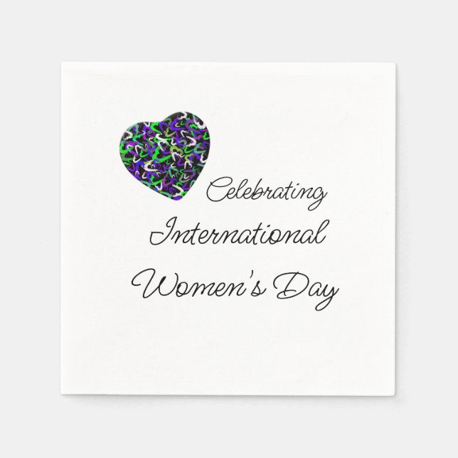 International Women's Day Heart Paper Napkin (Front)