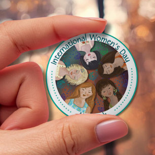 International Women's Day Illustration colourful 4 Inch Round Button