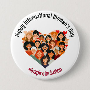 International Women's Day   IWD March 8   Heart 3 Inch Round Button