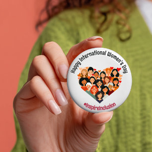 International Women's Day   IWD March 8   Heart 3 Inch Round Button
