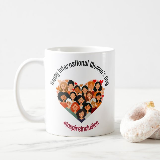 International Women's Day | IWD March 8 | Heart Coffee Mug (With Donut)