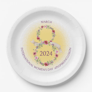 International Womens Day March 8 Inspire Inclusion Paper Plate