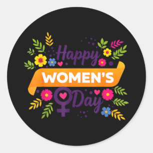International women's day march 8 rose feminist classic round sticker