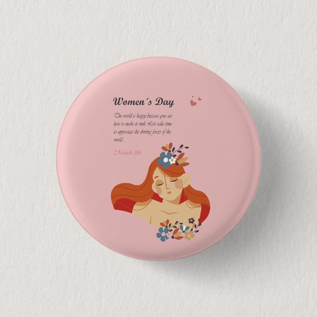 International Women's Day March 8th 1 Inch Round Button (Front)