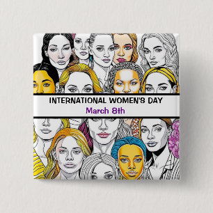 International Women's Day March 8th 2 Inch Square Button