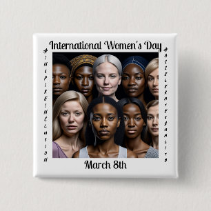 International Women's Day March 8th 2 Inch Square Button