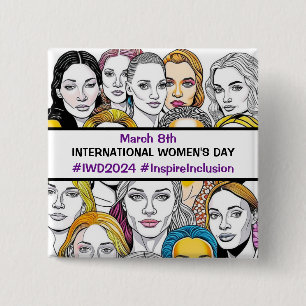 International Women's Day March 8th 2 Inch Square Button