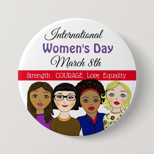 International Women's Day March 8th Button (Front)