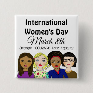 International Women's Day March 8th Button