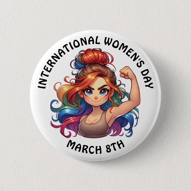 International Women's Day March 8th Button (Front)