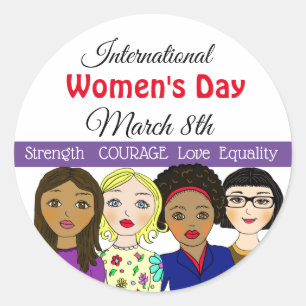 International Women's Day March 8th Button Classic Round Sticker