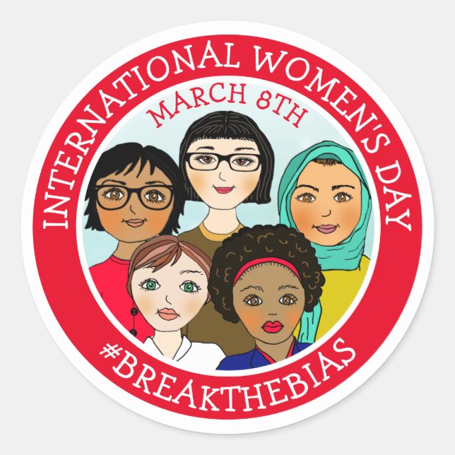 International Women's Day March 8th   Classic Round Sticker (Front)