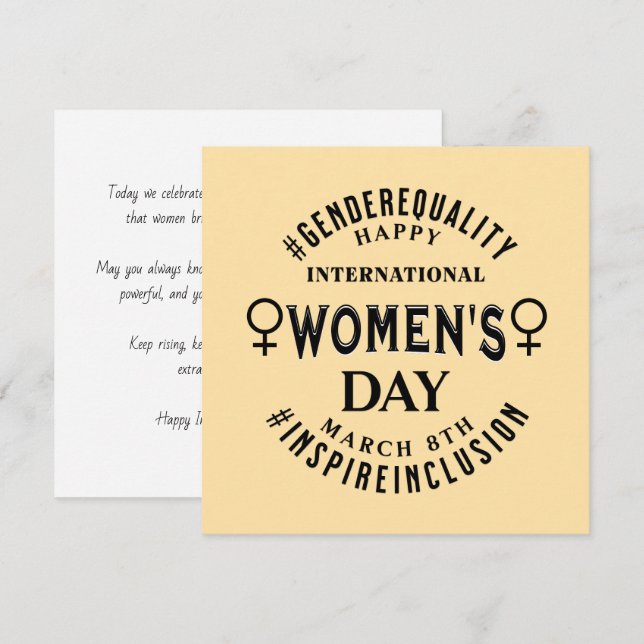 International Women's Day | March 8th Equality Card (Front/Back)
