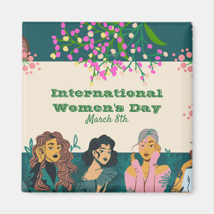 International Women's Day March 8th Floral Magnet