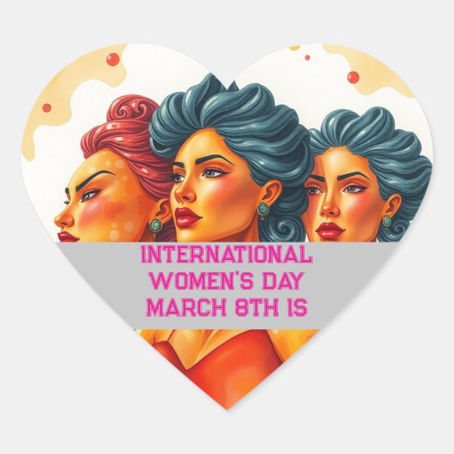 International Women's Day - March 8th Heart Sticker (Front)