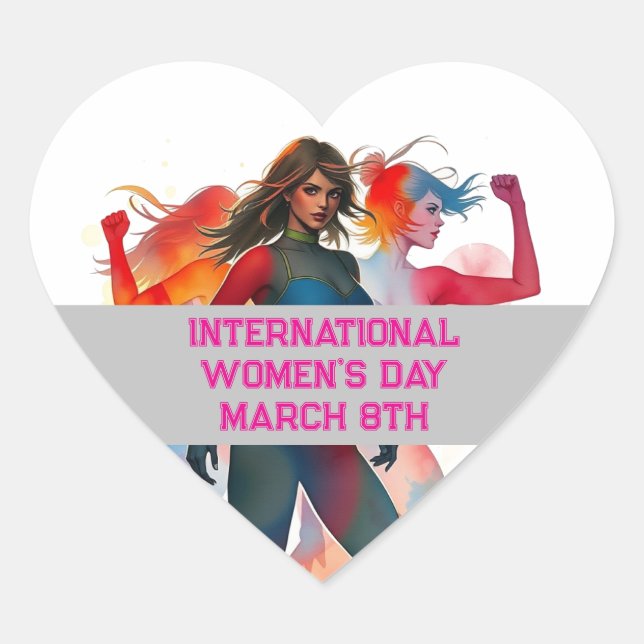 International Women's Day - March 8th Heart Sticker (Front)