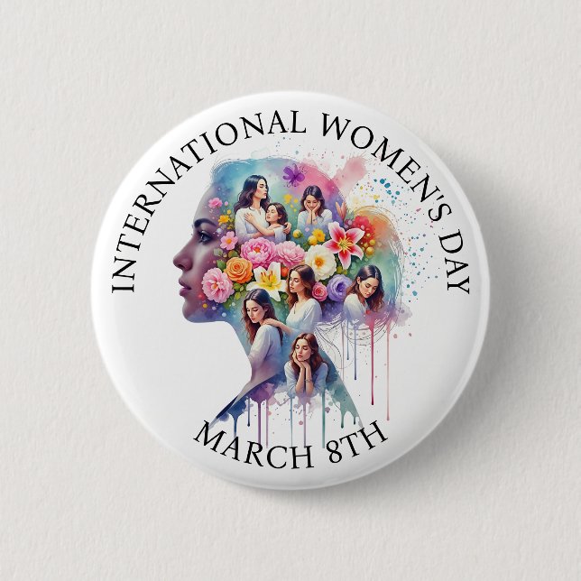 International Women's Day March 8th IWD 2 Inch Round Button (Front)