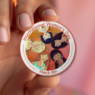 International Women's Day painted Diverse Portrait 4 Inch Round Button