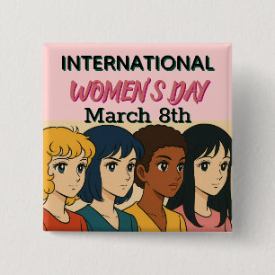 International Women's Day   Pop Art  2 Inch Square Button