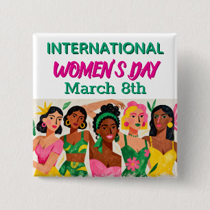 International Women's Day   Pop Art  2 Inch Square Button
