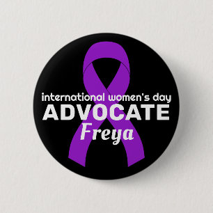 International Women's Day Ribbon Black Button