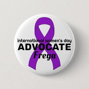 International Women's Day Ribbon White Button