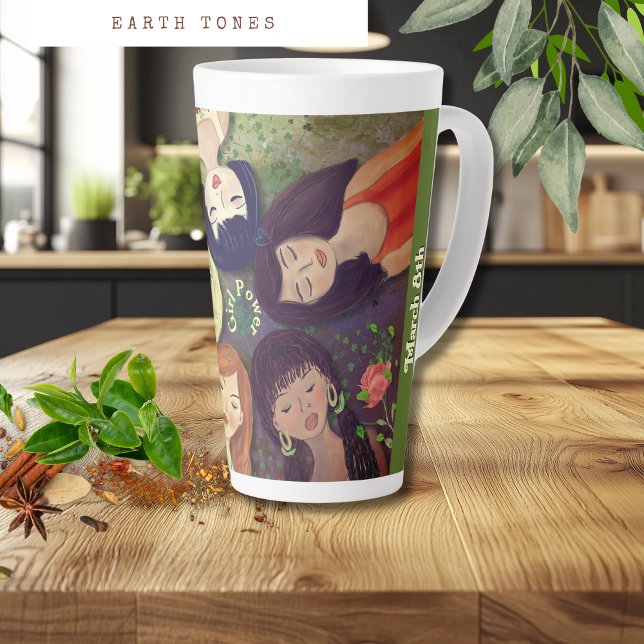 International Women's Day  Woman Portraits Latte Mug (International Women's Day Woman Portraits Latte Mug)