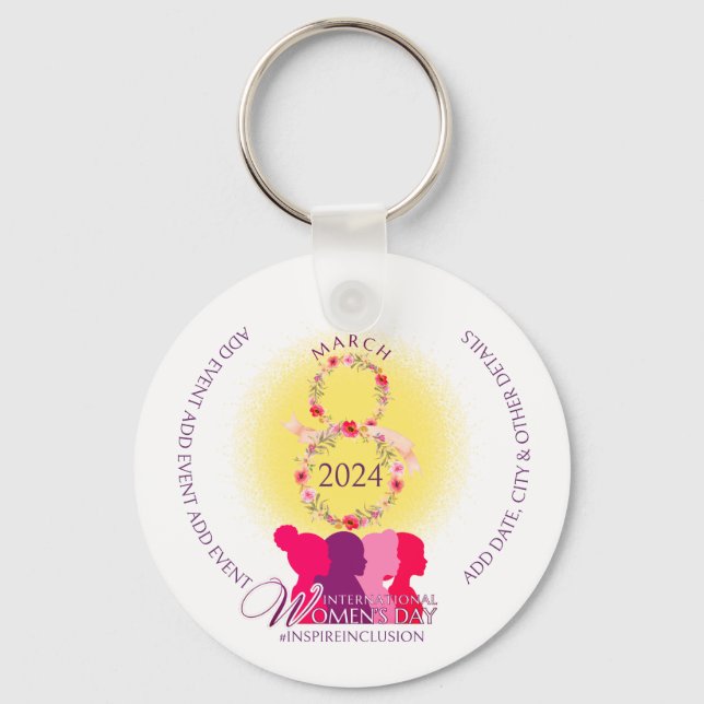 International Women's Inspire Inclusion QR Code Keychain (Front)