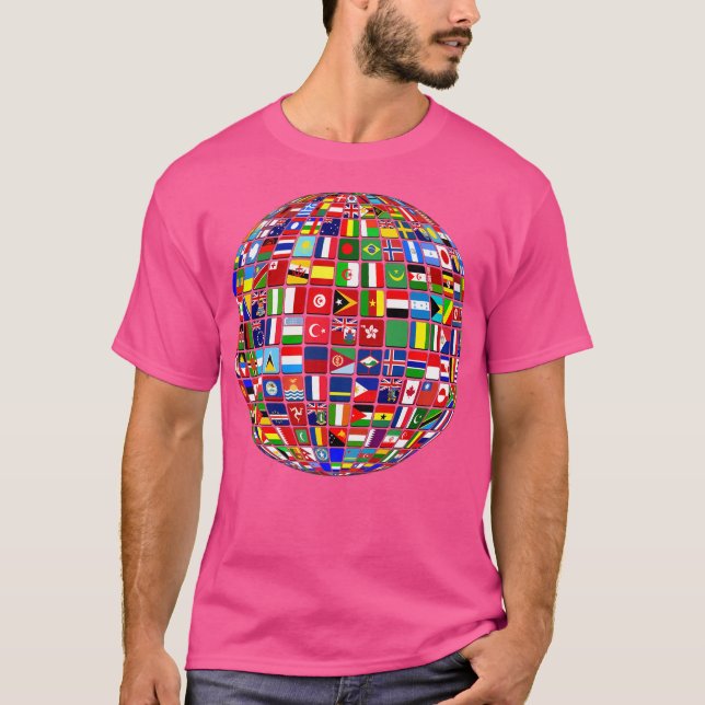 International World Flags Flags World Map T-Shirt (Front)