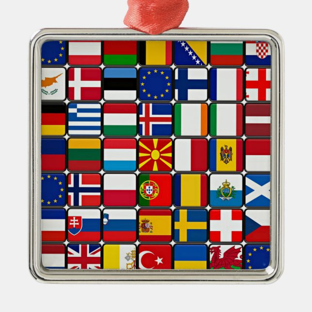 International World Flags Metal Ornament (Front)