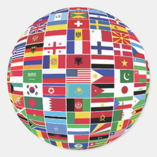 International World Globe With Country Flags Classic Round Sticker