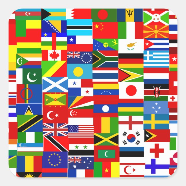 International World Wide Flag Collage Square Sticker (Front)