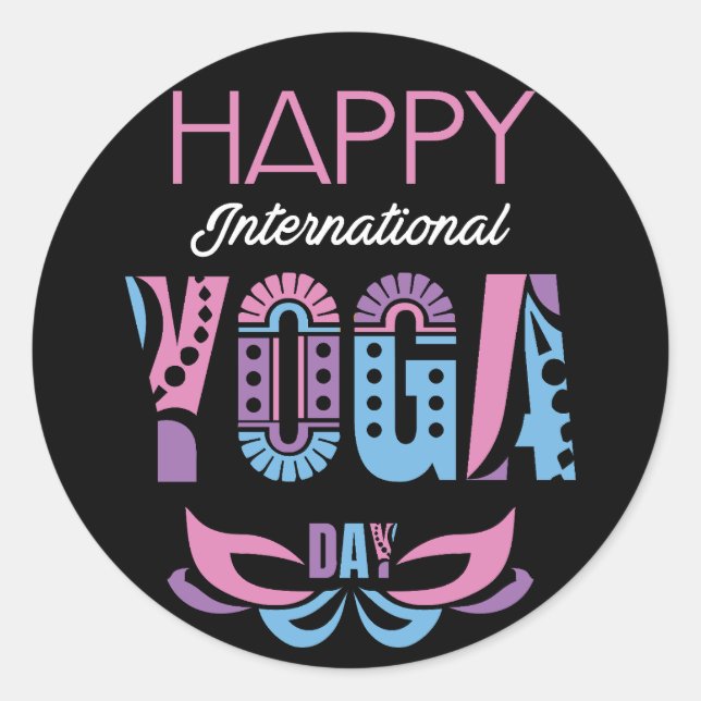 International Yoga Day Classic Round Sticker (Front)