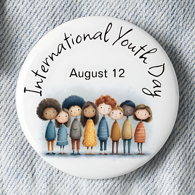 International Youth Day Pinback 2 Inch Round Button (Creator Uploaded)