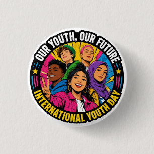 International Youth Day Sticker 1 Inch Round Button
