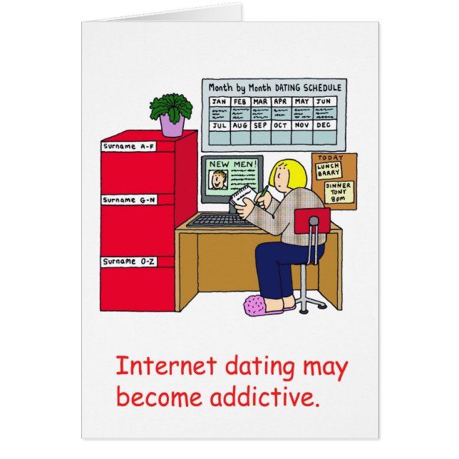Internet Dating Addiction Cartoon For Her (Front)