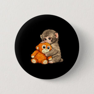 Internet meme punch monkey with teddy bear cuddlin 2 inch round button