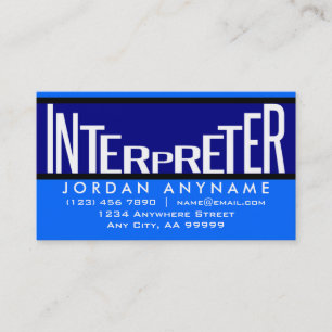 Interprète Funky Text Carte de visite bleu
