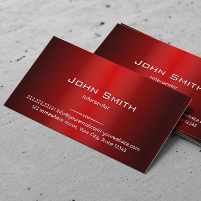 Interprète professionnel en métal rouge Carte de v (Créateur téléchargé)