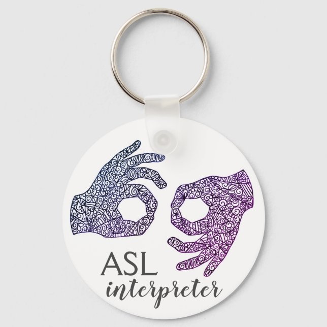 "Interpreter" American Sign Language (Ombré) Keychain (Front)