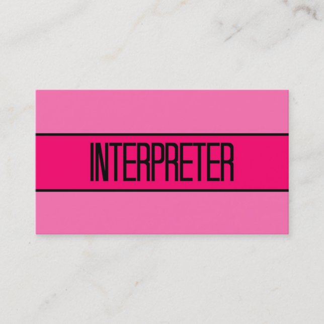 Interpreter Baby and Hot Pink Business Card (Front)