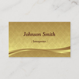 Interpreter - Elegant Gold Damask Business Card